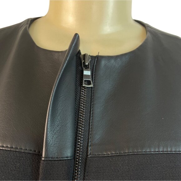 Ann Taylor Womens Black Long Sleeve Faux Leather Panel Coat Size M - Picture 4 of 8